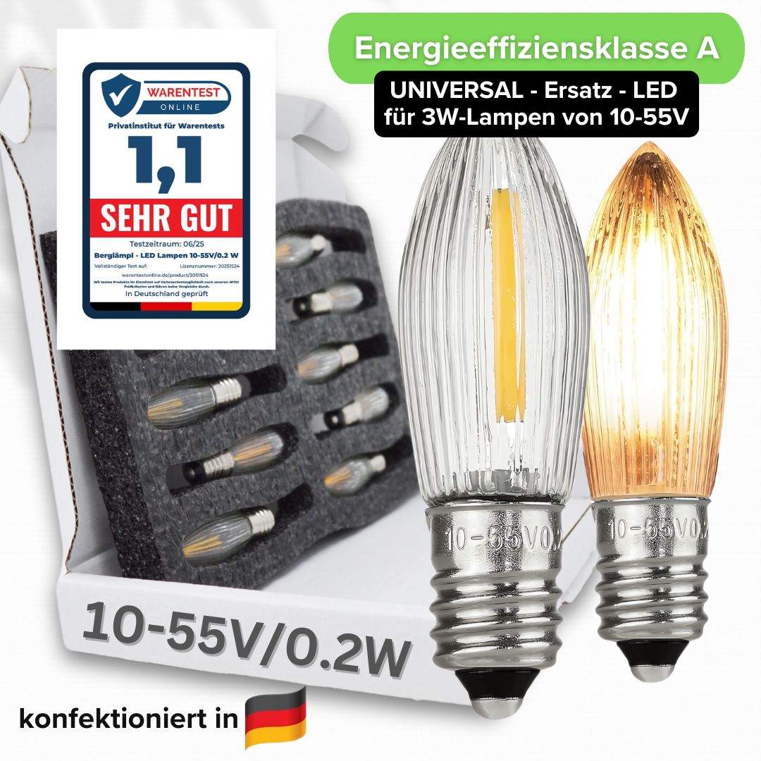10-55V/0,2W LED Spitzkerzen für 5-24 Brennstellen
