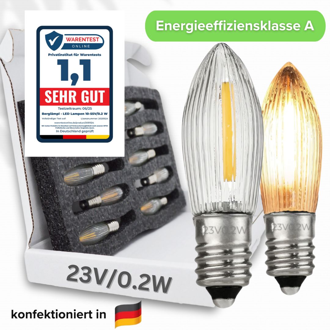 23V/0,2W LED Spitzkerzen für 10 Brennstellen